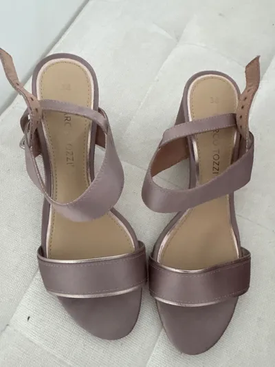 MARCO TOZZI Damen Sandalen Pink Gr. 38 Elegant Blockabsatz Riemchensandalen
