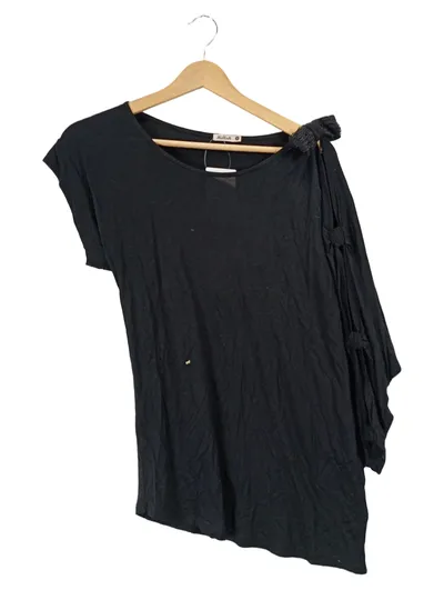Killah Damen Top Gr. 36/S Schwarz Casual Raffungen Schleife Freizeit