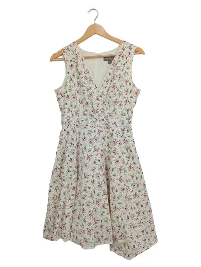 Fever London Damen Sommerkleid Gr. 38 M Weiß Blumenmuster