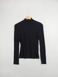 EDITED Damen Rollkragen Rippstrick Pullover Langarm Basic Schwarz Gr. S 2