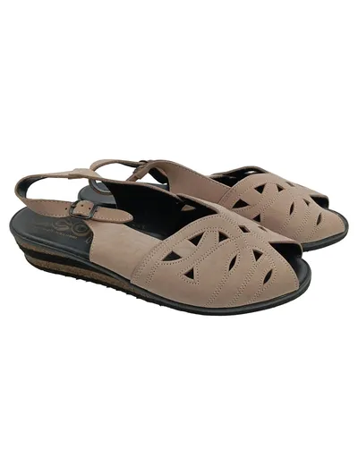 ACO Damen Sandalen Beige Gr. 40 Komfortabel Lochmuster Fersenriemen