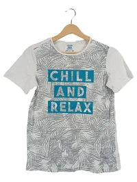 alive Jungen T-Shirt Gr. 164 Weiß Palmenmuster Chill and Relax Kurzarm 1