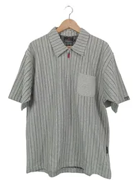 Billy Dean Herren Poloshirt Gr. XL Grau Gestreift Kurzarm Reißverschluss 1