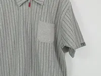 Billy Dean Herren Poloshirt Gr. XL Grau Gestreift Kurzarm Reißverschluss 2