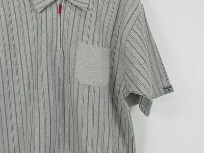 Billy Dean Herren Poloshirt Gr. XL Grau Gestreift Kurzarm Reißverschluss