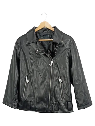 ASOS DESIGN Damen Kunstleder Bikerjacke Schwarz Gr. 34/XS Modisch
