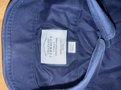 Charles Tyrwhitt Herren Business Hemd Blau Gr. 39 Slim Fit Baumwolle