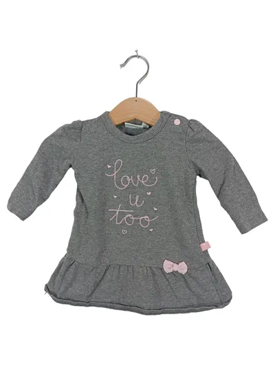 Feetje Baby Body Mädchen Gr. 62 Grau Langarm Schriftzug Schleife