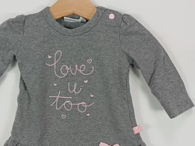 Feetje Baby Body Mädchen Gr. 62 Grau Langarm Schriftzug Schleife
