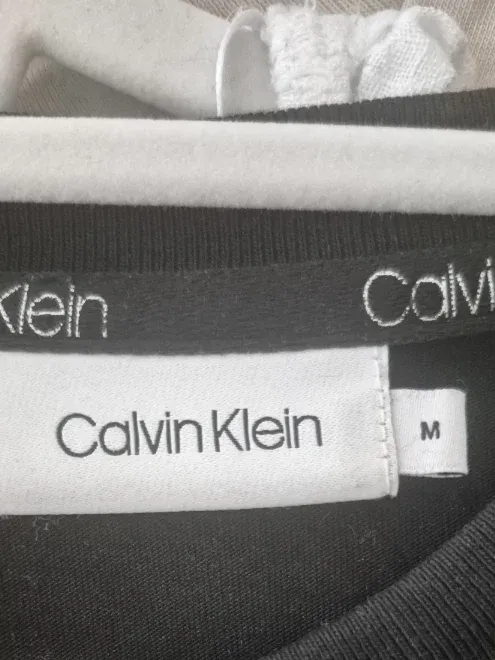 Calvin Klein Damen T-Shirt Schwarz Logo-Print Gr. M Baumwolle Basic 6