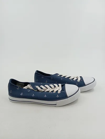 LASCANA Damen Sneaker low Anker Muster Gr. 38 Blau Maritim Freizeit