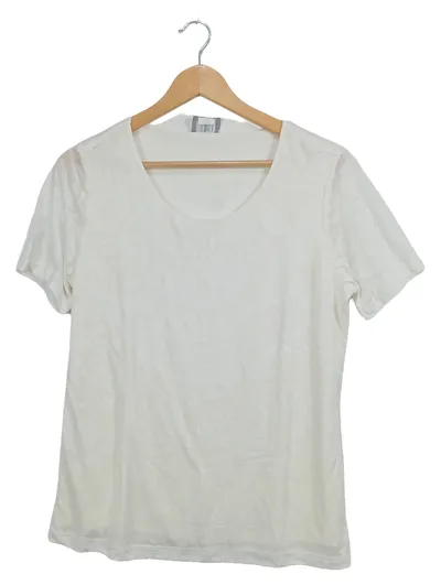 FAIR LADY Damen T-Shirt Kurzarm Weiß Florales Muster Gr. 38/M Basic