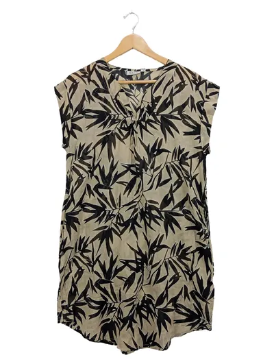 Masai Damen Freizeitkleid Blattmuster Beige Gr. 34;XS Baumwolle
