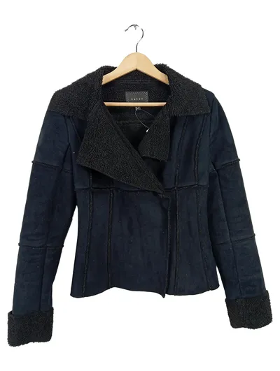 Koton Damen Felljacke Gr. 34 Schwarz Casual Herbst Winter