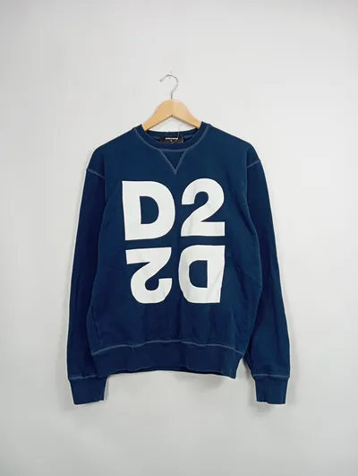 Dsquared2 Herren Sweatshirt mit großem D2 Logo Gr. S Blau Casual
