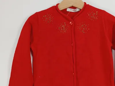 Laura Biagiotti Strickjacke Mädchen Gr. 98 Rot Strass Festlich