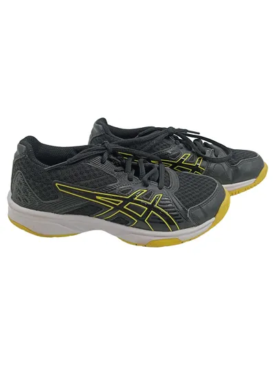 Asics Kinder Sportschuhe Schnürung Textil Logo-Print Schwarz 32.5