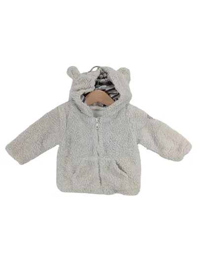 LIEGELIND Baby Fleecejacke Teddyjacke Gr. 62 Grau Kapuze Ohren