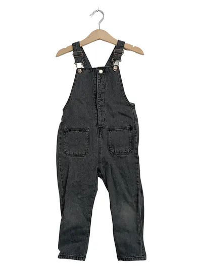 ZARA Kinder Jeans Latzhose Gr. 98 Grau Denim Overall Mädchen