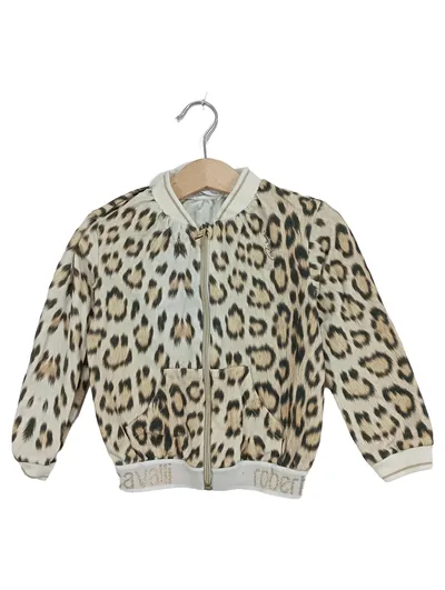 Roberto Cavalli Kinder Bomberjacke Leo Muster Gr. 116 Beige Animal-Print