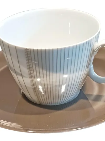 Thomas Kaffeetasse Untertasse Porzellan Beige Gestreift Modern 7cm