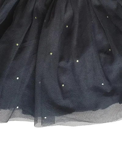 Obaïbi Mädchen Faltenrock Minirock Gr. 86 Schwarz Pailletten Punkte