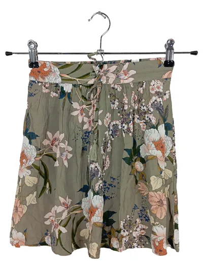 Pimkie Damen Stoffhose Rock Blumenmuster Gr. S/36 Grün Boho