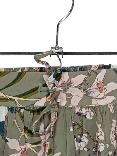 Pimkie Damen Stoffhose Rock Blumenmuster Gr. S/36 Grün Boho