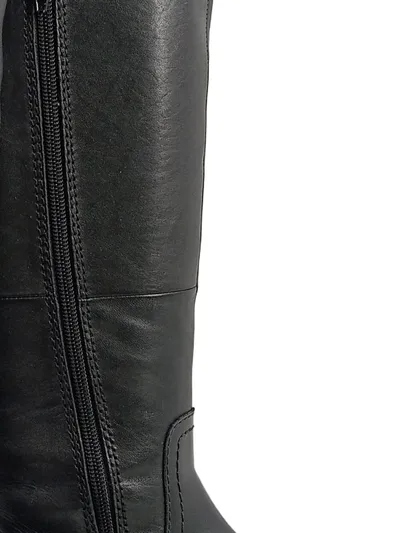 Jana Damen Leder Reitstiefel Gr. 38 Schwarz Klassisch Reißverschluss