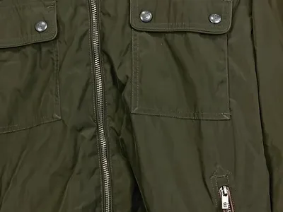 Massimo Dutti Herren Outdoorjacke Gr. 50/L Oliv mit Kapuze Reißverschluss