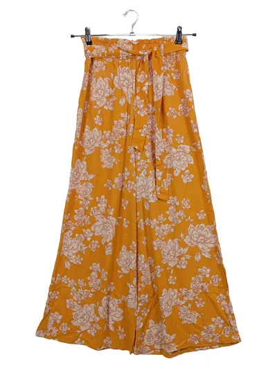 CAMAÏEU Damen Stoffhose Gr. 36 Gelb Blumenmuster Casual Viskose