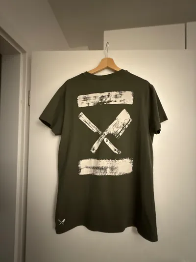 Distorted People Herren T-Shirt Oliv Gr. 48/M Casual Logo-Print