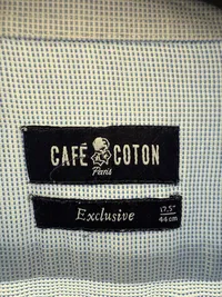 CAFÉ COTON Herren Business Hemd Blau Gr. 44/XS Baumwolle 5