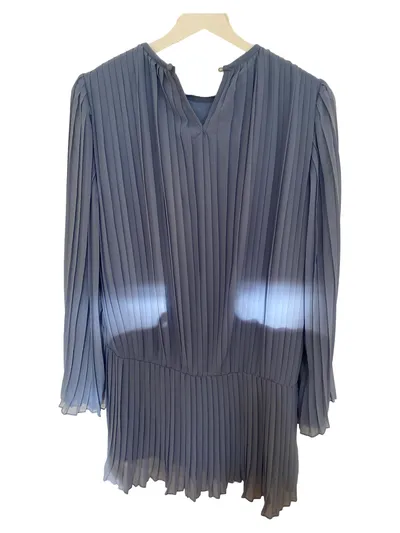 ANDREA HEDENSTEDT Damen Freizeitkleid Langarm Falten Blau Gr. 36