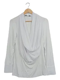 Ashley Brooke Damen Bluse Wasserfallkragen Weiß Gr. 36 Langarm Elegant 1