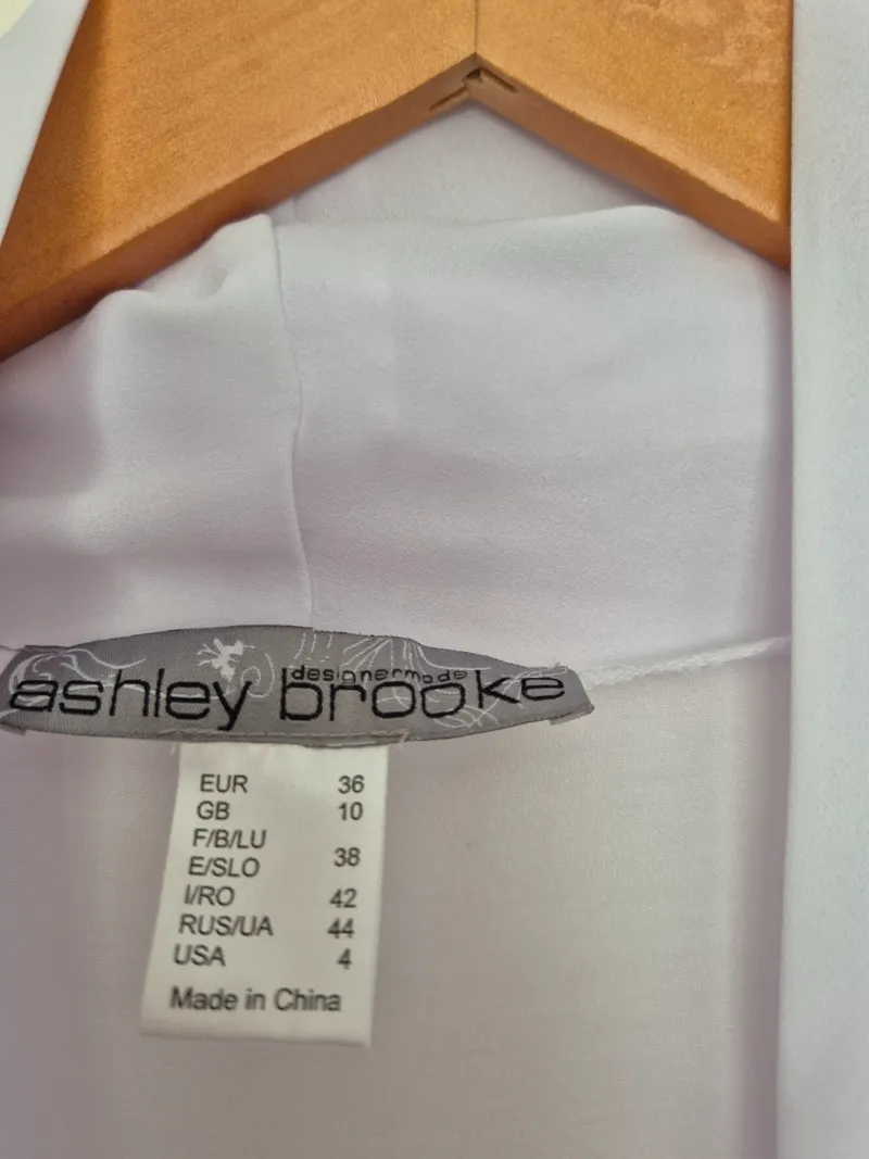 Ashley Brooke Damen Bluse Wasserfallkragen Weiß Gr. 36 Langarm Elegant 2