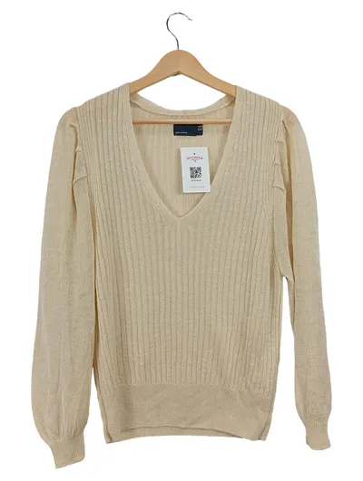 ASOS Design Damen Pullover Gr. 34 Beige Casual Rippstrick V-Ausschnitt