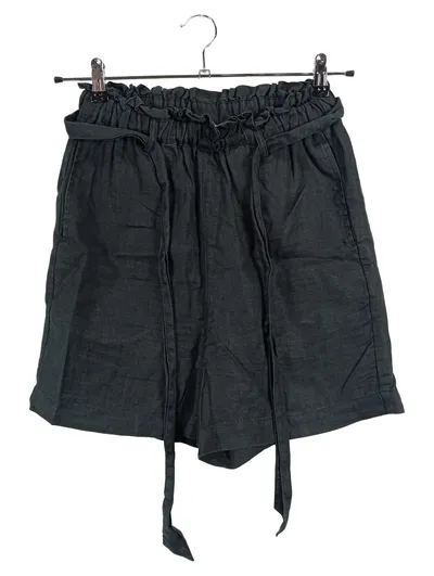 Mrs & HUGS Damen Shorts Gr. 34 Grau Leinen Paperbag Kurze Hose Sommer Casual