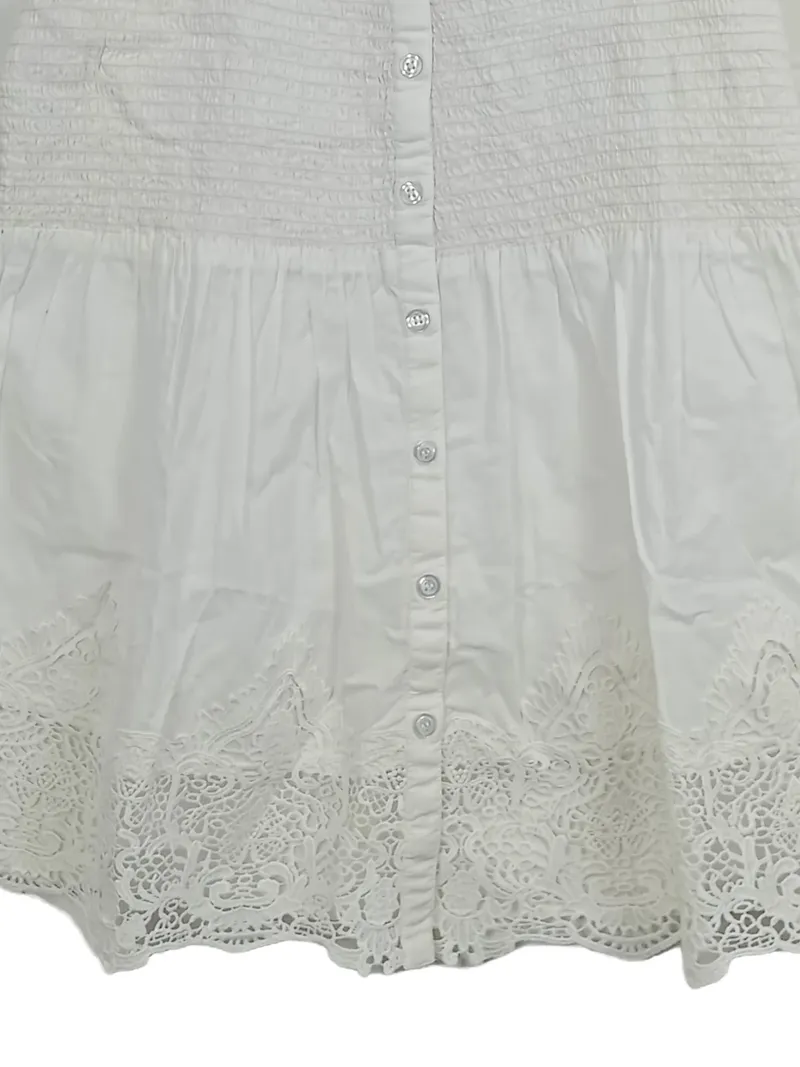Alessa W. Collection Damen Bluse Gr. 40 Weiß Spitze Baumwolle 4