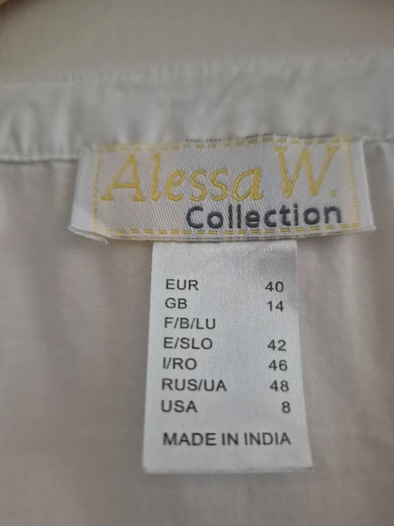 Alessa W. Collection Damen Bluse Gr. 40 Weiß Spitze Baumwolle 5