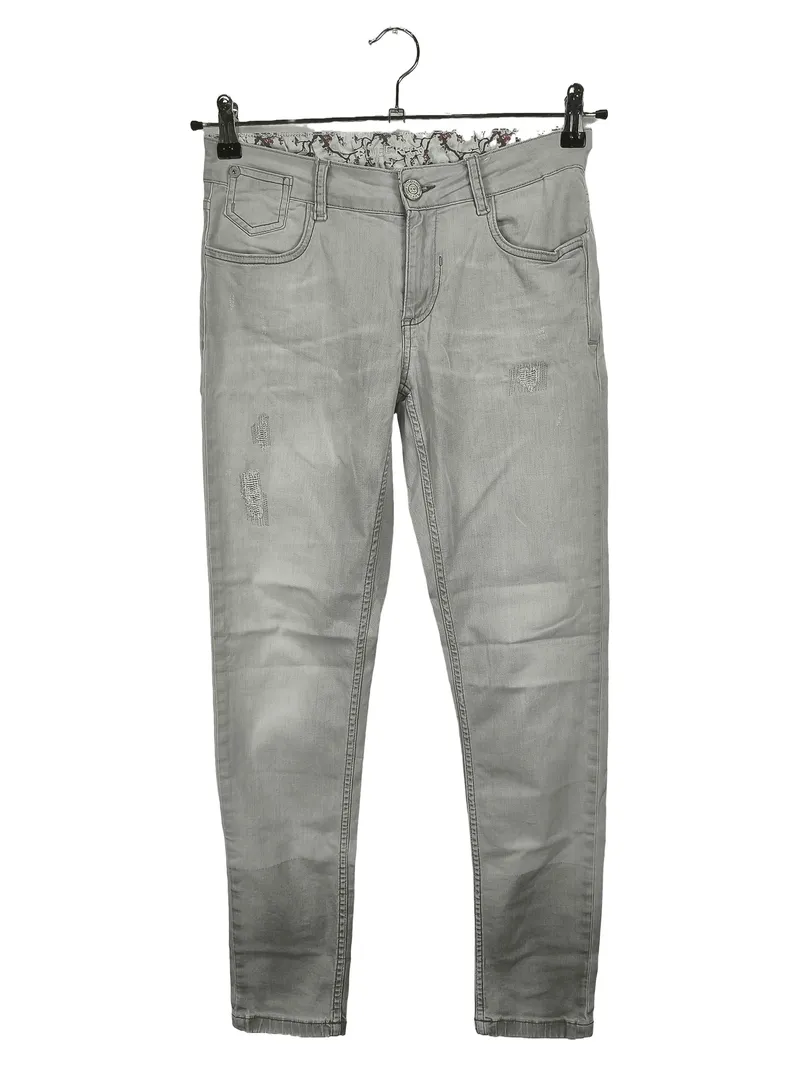BLUE FIRE CO Damen Destroyed Jeans Hose Grau Größe 36 Casual 1