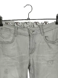 BLUE FIRE CO Damen Destroyed Jeans Hose Grau Größe 36 Casual 2