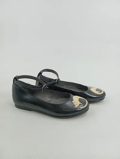 Bonpoint Kinder Ballerinas Katzenmotiv Schwarz Größe 25