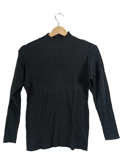 RIANI Damen Rollkragenpullover Gr. 38 Schwarz Rippstrick Baumwolle Modal