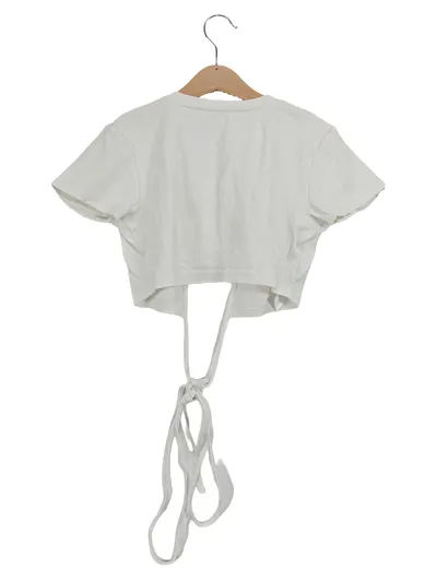 24COLOURS Damen Crop Top Shirt Gr. 36 Weiß Modisch mit Schnürung