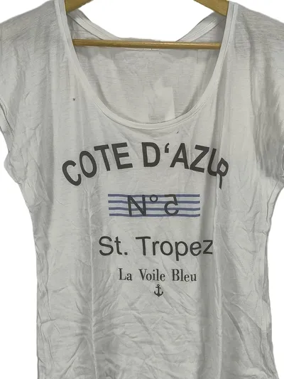 Cotton Candy Damen T-Shirt Maritim Schriftzug Weiß Gr. 36/S Freizeit
