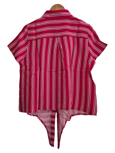 Collection L Damen Hemdbluse Rot gestreift Kurzarm Gr. 42 Viskose