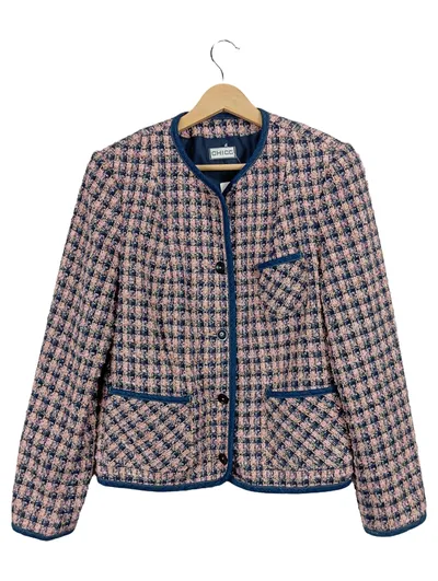 CHICC Damen Blazer Gr. 40 L Kariert Pink Blau Elegant Business Jacke