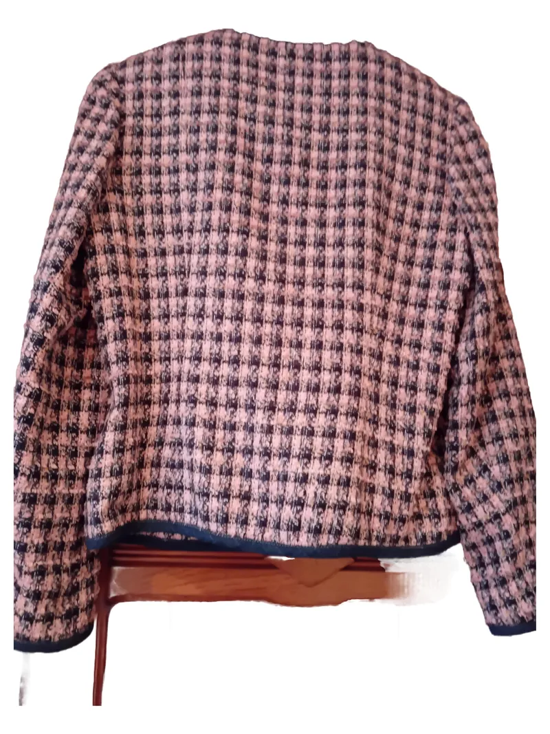 CHICC Damen Blazer Gr. 40 L Kariert Pink Blau Elegant Business Jacke 2