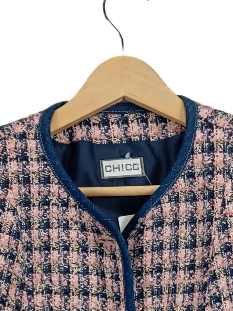 CHICC Damen Blazer Gr. 40 L Kariert Pink Blau Elegant Business Jacke 7